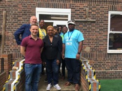 L-R Cllr Jim Dickson, Cllr Paul Gatsby Eyang Igwe, Cllr Pauline George, Chair Rose, Pat Oniri, Oyin and Project Manager Chuks